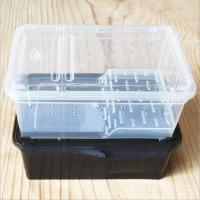 角蛙饲养盒专用两栖饲养箱乌龟饲养盒蝾螈蛙蜈蚣带晒台爬宠饲养盒 小号两栖盒（黑白可备注）