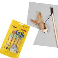 逗猫棒7件套星期七逗猫棒玩具羽毛麻布老鼠木质弹力铃铛逗猫神器 麻布老鼠+鸡肉包