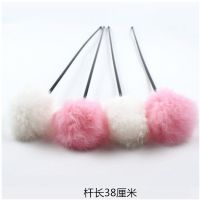 猫用品幼猫玩具猫咪逗猫棒逗猫杆火鸡毛彩色羽毛带铃铛 纯色短款兔兔球逗猫棒