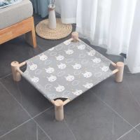 夏季猫咪狗狗窝清凉通风行军床可拆洗中小型犬泰迪柯基实木宠物窝 单一块床布[颜色联系客服备注] [帆布款]尺寸53x48x