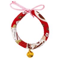 猫咪项圈日本和风项圈招财猫铃铛项链小幼猫咪小狗宠物用品猫项圈 红色吉祥猫(金铃铛) S码(5-10斤)猫圈通用