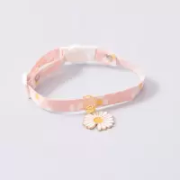 宠物铃铛项圈猫狗项圈可调节宠物安全扣项链配饰 项圈+小雏菊 S(14-24CM)
