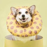 狗狗伊丽莎白圈防水防舔舒适柔软耐咬轻便可调节猫咪可爱围脖项圈 黄色小熊头 M(4-7斤)