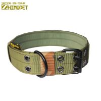 狗项圈中大型犬狗圈刻字防丢宠物脖圈脖套德牧马犬军犬牵引绳狗绳 军绿 M中号30-45斤