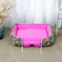狗窝可拆洗小型中型大型犬狗窝四季通用金毛泰迪狗窝猫窝宠物用品 粉色升级款 25CM(适合1斤以下的宠物)