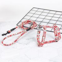 猫绳子牵引绳猫咪项圈猫咪牵引绳外出幼猫成猫溜猫绳栓猫猫咪用品 红色碎花 S(建议1-6斤)