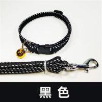 狗狗项圈带铃铛小狗牵引绳狗颈圈泰迪遛狗绳小猫项圈宠物用品狗链 黑色 S-小型18-32CM
