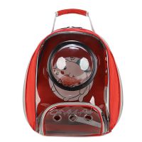 透明印花猫包外出便携太空舱猫书包猫咪包宠物背包 红