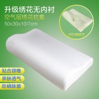枕头慢回弹记忆枕一对拍2颈椎修复枕头套枕头芯乳胶枕头按摩防螨 升级款绣花无内套 一只装【枕芯+枕套】