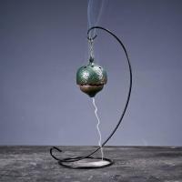 倒流香炉摆件中式创意新款禅意工艺品家居客厅茶道木创意香薰除臭 绿松子(有铁架) 送60粒倒流香+香夹