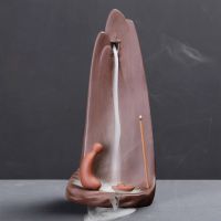 紫砂倒流香炉家用个性香薰炉室内禅意高山流水摆件新款檀香熏香炉 新静心守望香炉+送130粒香