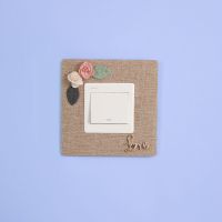 开关贴开关保护套布艺家用防脏创意免粘客厅墙贴欧式插座开关装饰 单开关贴一生所爱咖色