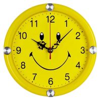 钟表挂钟客厅时尚创意时钟挂表简约墙上家用装饰挂墙电子石英钟 23cm黄笑脸