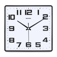巴科达挂钟客厅钟表简约时尚家用日历时钟挂表现代电子方形石英钟 【经典】黑色 （小居室）26*26厘米