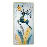 北欧风创意晶瓷画钟表挂钟客厅家用时尚时钟简约装饰画挂墙静音钟 A01 30cm宽*60cm高