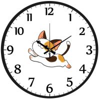 木绅钟表挂钟客厅卧室书房家用创意个性简约现代静音宿舍学生时钟 8英寸可爱小猫咪01