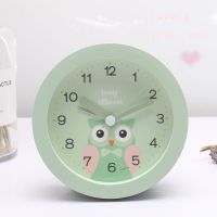 闹钟学生用可爱少女心卡通夜光灯宿舍简约钟表静音卧室小闹表儿童 三寸绿色猫头鹰