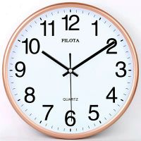 钟表挂钟客厅静音石英钟创意万年历时尚家用时钟现代简约电子挂表 30厘米金白