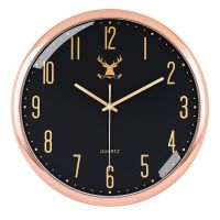北欧式轻奢钟表挂钟客厅现代简约钟表家用鹿头创意个性时尚石英钟 黑色 无摆镀金