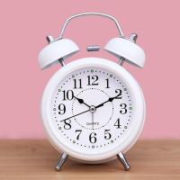 闹钟学生用静音床头创意夜光简约卧室儿童电子闹铃小闹钟超大铃声 简约白 3寸/小号[高质量]