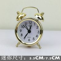 合飞超大声音马蹄表机械老式上发条复古怀旧金属机芯创意闹钟 1188迷你电子纽扣版金色