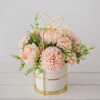 ins北欧仿真花假花摆件塑料绢花花束家居装饰摆设客厅摆花艺套装 蝴蝶结瓶+杂牡丹粉