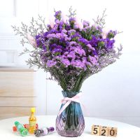 云南干花花束勿忘我满天星雏菊混搭小清新带花瓶客厅装饰家居摆设 浅紫深紫勿+草+粉兔尾[带M款花瓶] 不带花瓶