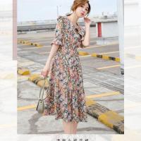 孕妇装哺乳衣外出夏季新款连衣裙产后月子服雪纺中长款喂奶衣辣妈 图片色哺乳款(胸口横开拉链) S