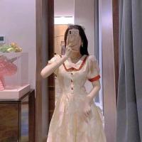 哺乳衣2021夏季新款超仙温柔风复古法式收腰显瘦桔梗喂奶衣连衣裙[7月31日发完] 杏色哺乳款 M