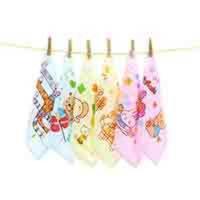 5条装儿童棉质双层印花纱布方巾小手绢 图案款式随机发