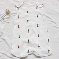 婴儿纱布睡袋春夏季薄款宝宝防踢被棉儿童无袖背心睡衣 胡萝卜 M码(建议身高50-80cm)