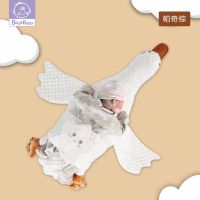 新生婴儿趴睡飞机枕大白鹅肠防绞痛胀气婴儿趴睡排气安抚抱枕 天鹅[3D棕色]+固定带