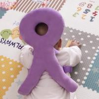 宝宝防摔头部保护垫宝宝头部安全保护垫子婴儿学步护头枕儿童头部 纯紫色大号绒布款36cm+横固带