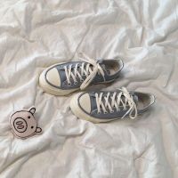 库洛米软妹高帮帆布鞋女少女卡通小白鞋涂鸦手绘可爱仙女板鞋ins 蓝色 低帮基础款 40