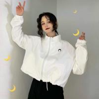 日系少女可爱粉色防晒衣女学生韩版宽松夏季新款长袖库洛米薄外套 白色 月亮刺绣 S
