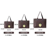 大容量旅行袋可爱轻便女手提帆布短途行李袋学生单肩可套拉杆箱包 咖啡小熊 小号