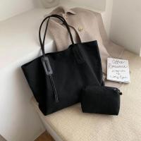 大容量包包女2020新款韩版时尚休闲帆布单肩包洋气百搭斜挎托特包 黑色(无挂件)