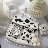 韩版学院风奶牛帆布包文艺ins风日系原宿少女邮差包女学生斜挎包 奶牛 小号(标准版) 单包无挂件