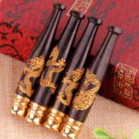 乌木雕龙实木过滤器烟嘴可拆卸清洗过滤型黑檀木雕刻工艺烟斗烟具 单层过滤