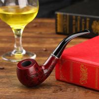 实木烟斗手工雕花烟叶斗老式旱烟过滤入门练习烟丝斗烟具男士配件 实木烟斗刻花-送全套配件