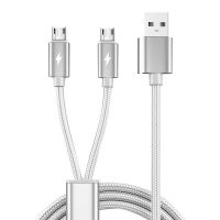 双安卓苹果一拖二手机数据线快充多功能充电线小米vivo华为三合一 [安卓+安卓]一拖二 1.2米[极光银]