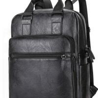 男包手提包双肩包斜挎包大容量旅行包复古风背包多功能休闲防水包 黑色