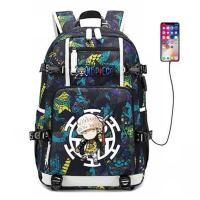 海贼王书包路飞双肩包男女防水背包休闲旅行包夜光索隆乔巴鲁夫包 紫-罗彩图