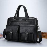新款男士手提包商务公文包休闲单肩斜挎包大容量男背包电脑包男包 CL/8001横款黑色