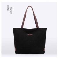 原创棉麻布包包文艺单肩包帆布女包简约大包亚麻大容量休闲手提包 棉麻款式一(黑色)