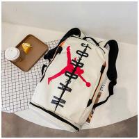 双肩包飞人书包情侣学生初高中电脑包男女背包旅行包篮球包 F059白色AJ