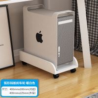 台式电脑主机箱托架子可移动带轮多功能支架简约家用办公散热底座 白木纹 挡板刹车轮