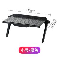 新型电视显示器置物架免打孔升级加长版壁挂电视路由器机顶盒支架 短款黑[长21.5*宽11.3cm]