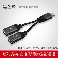 苹果7耳机转接头iphone8/x/xs转换头XR听歌充电二合一吃鸡语音k歌 苹果扁口耳机孔+扁口充电孔 黑色