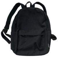 双肩包2020年新款大容量女韩版百搭高中大学生背包bf风古着感书包 帆布光板黑